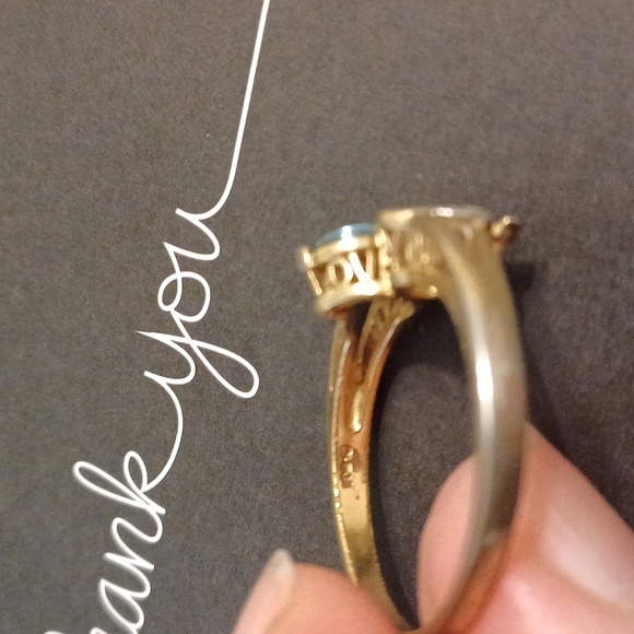 engagement LOVE YOU diamond cluster ring filigree stamp gold ring quartz US 10 - Picture 8 of 10